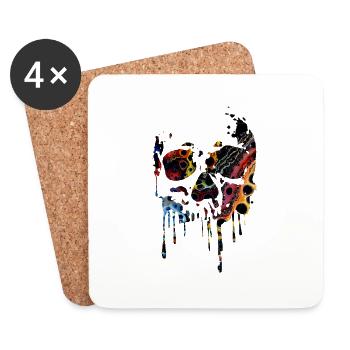 TETE DE MORT BIEN COLORE - Dessous de verre (lot de 4) - blanc - Devant