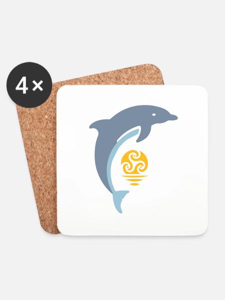Tribal dolphin - Coasters (set of 4) - white