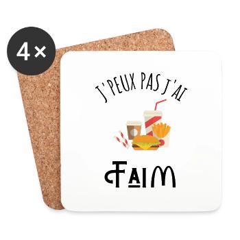 je peux pas j'ai faim idée cadeau - Dessous de verre (lot de 4) - blanc - Devant