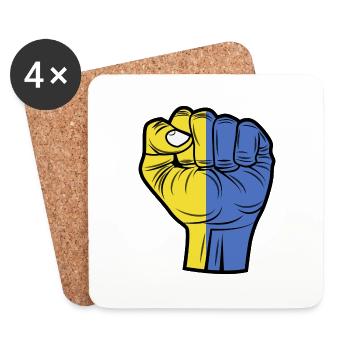 Drapeau Ukraine - je soutiens l'ukraine - Dessous de verre (lot de 4) - blanc - Devant