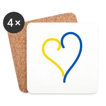 Ukraine Herz - Untersetzer (4er-Set) - Weiß - Vorne