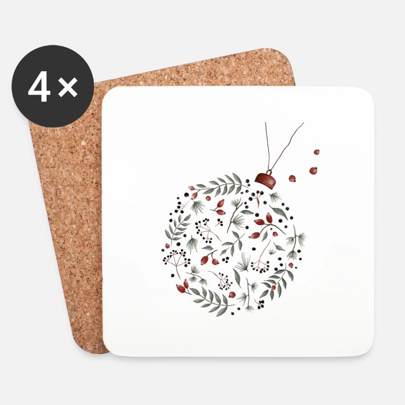 Weihnachtskugel - Untersetzer (4er-Set) - Weiß