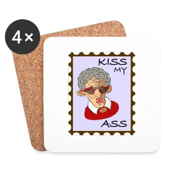 Cool old Lady - Kiss my Ass! - Untersetzer (4er-Set) - Weiß - Vorne