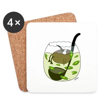 Schnabelobst, Kiwi-Kiwi-Hybrid, in Kiwibowle - Untersetzer (4er-Set) - Weiß - Vorne