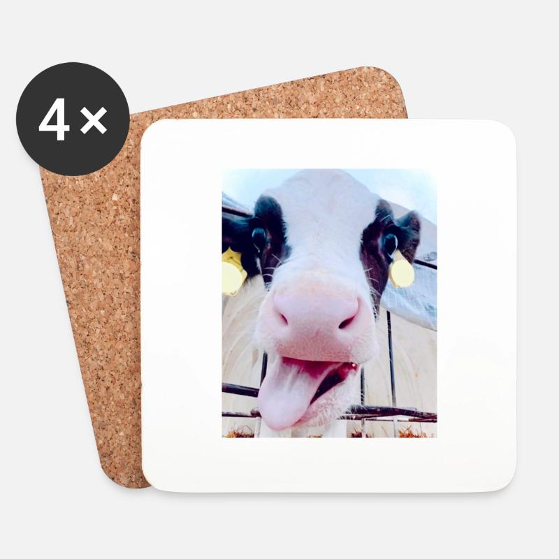 Cow Smile - Untersetzer (4er-Set) - Weiß