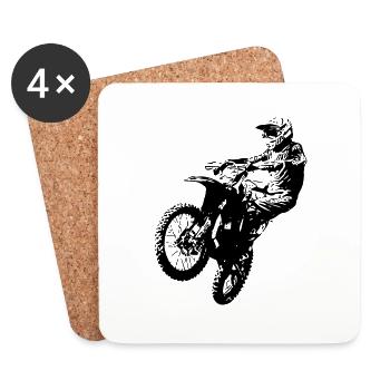 moto cross - Dessous de verre (lot de 4) - blanc - Devant