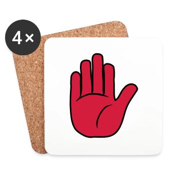Stop Hand Sign - Coasters (set of 4) - white - Front