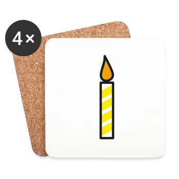 Icône d’anniversaire de bougie - Dessous de verre (lot de 4) - blanc - Devant
