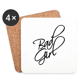 Lettrage Bad Girl - Dessous de verre (lot de 4) - blanc - Devant