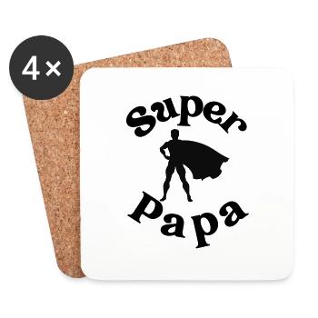 Super Papa - Dessous de verre (lot de 4) - blanc - Devant