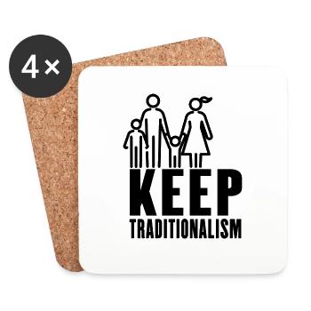 Garder le traditionalisme - Tradition - Mariage - Famille - Dessous de verre (lot de 4) - blanc - Devant