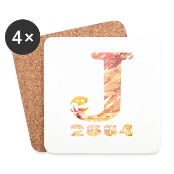 J 2004 Nom Année de naissance Cadeau - Dessous de verre (lot de 4) - blanc - Devant