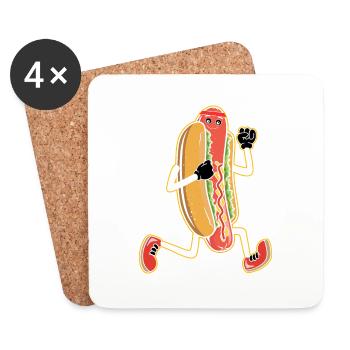 Hot Dog Stirnband Lauband Fitness Läufer Laufen - Untersetzer (4er-Set) - Weiß - Vorne