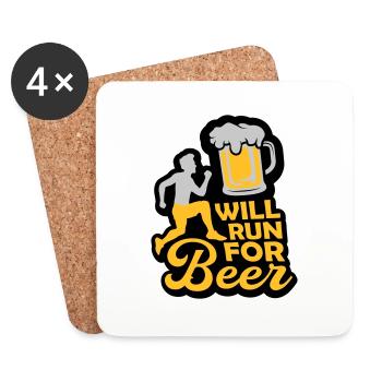 Courir pour la bière - Dessous de verre (lot de 4) - blanc - Devant