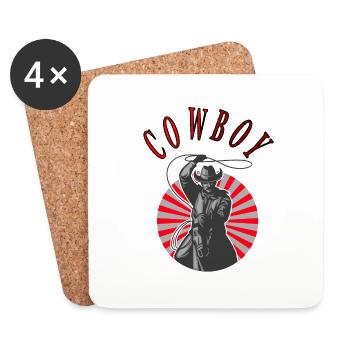 Cowboy Western Rodeo Ranch Cowboypferd Geschenk - Untersetzer (4er-Set) - Weiß - Vorne
