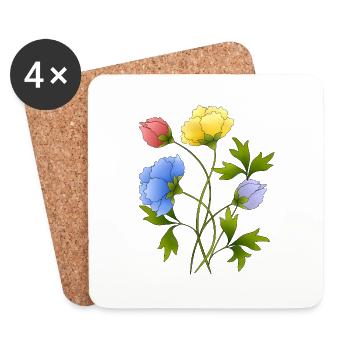 Fleur - Dessous de verre (lot de 4) - blanc - Devant