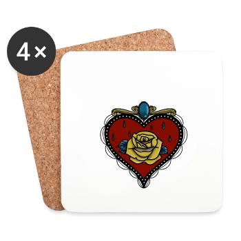 Neotraditional Heart - Untersetzer (4er-Set) - Weiß - Vorne