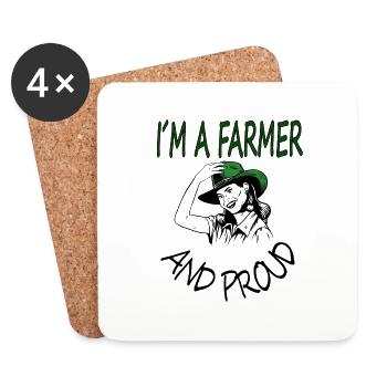 Je suis fier d’un agriculteur agriculteur agriculteur - Dessous de verre (lot de 4) - blanc - Devant