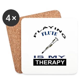 Playing the flute is my therapy musical instrument - Coasters (set of 4) - white - Front
