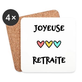 RETRAITE. BONNE RETRAITE. JOYEUSE RETRAITE - Dessous de verre (lot de 4) - blanc - Devant