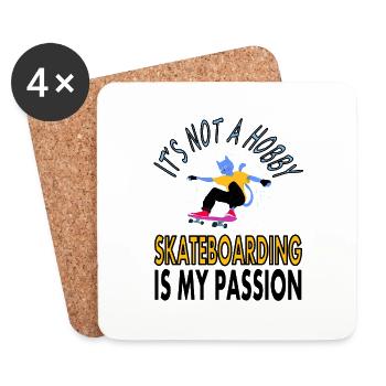 Skater Skateboard skateboarding longboard Geschenk - Untersetzer (4er-Set) - Weiß - Vorne