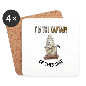 Bateau pirate Drapeau Pirate Pirate Head Cadeau - Dessous de verre (lot de 4) - blanc - Devant