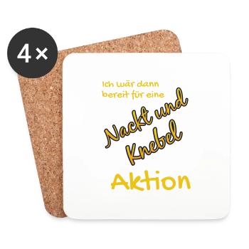 Nackt und Knebel Aktion - Untersetzer (4er-Set) - Weiß - Vorne