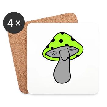 Champignon - Dessous de verre (lot de 4) - blanc - Devant