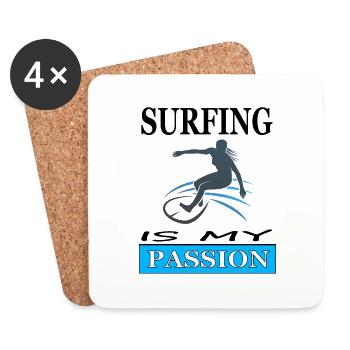 Surf Surfer Surf Sports nautiques Planche de surf Poison - Dessous de verre (lot de 4) - blanc - Devant