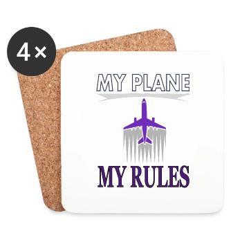 Mein Flugzeug meine Regeln fliegen Geschenk - Untersetzer (4er-Set) - Weiß - Vorne