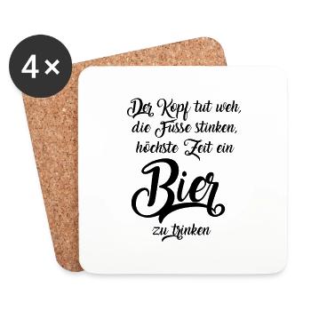 höchste Zeit ein Bier zu trinken - Untersetzer (4er-Set) - Weiß - Vorne