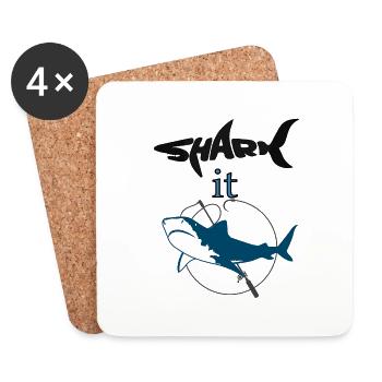 Gefährlicher Hai Fisch Meeresfisch Geschenkidee - Dessous de verre (lot de 4) - blanc - Devant