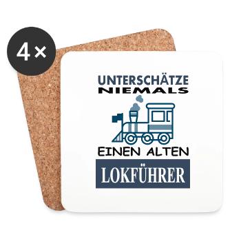 ich bin alter Lokführer Lokomotive fahren Geschenk - Untersetzer (4er-Set) - Weiß - Vorne