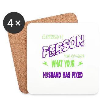 amour idée cadeau électricien humour idée de cadeau - Dessous de verre (lot de 4) - blanc - Devant