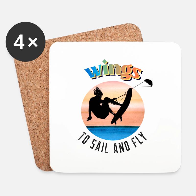 Flügel Kyte Surf Jump - Untersetzer (4er-Set) - Weiß