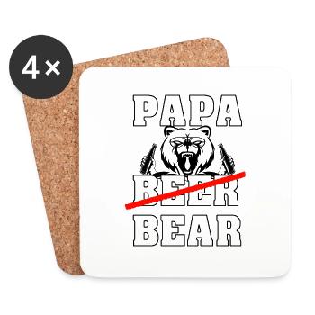 PAPA BEER BEAR red black - Coasters (set of 4) - white - Front