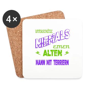alter mann humor spaß vatertag welpe boxer bday - Untersetzer (4er-Set) - Weiß - Vorne