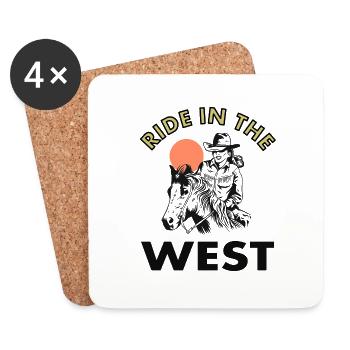cowboy reiten in den Westen Western Geschenkidee - Untersetzer (4er-Set) - Weiß - Vorne