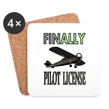 Enfin billet d’avion Fly Pilot Cadeau - Dessous de verre (lot de 4) - blanc - Devant