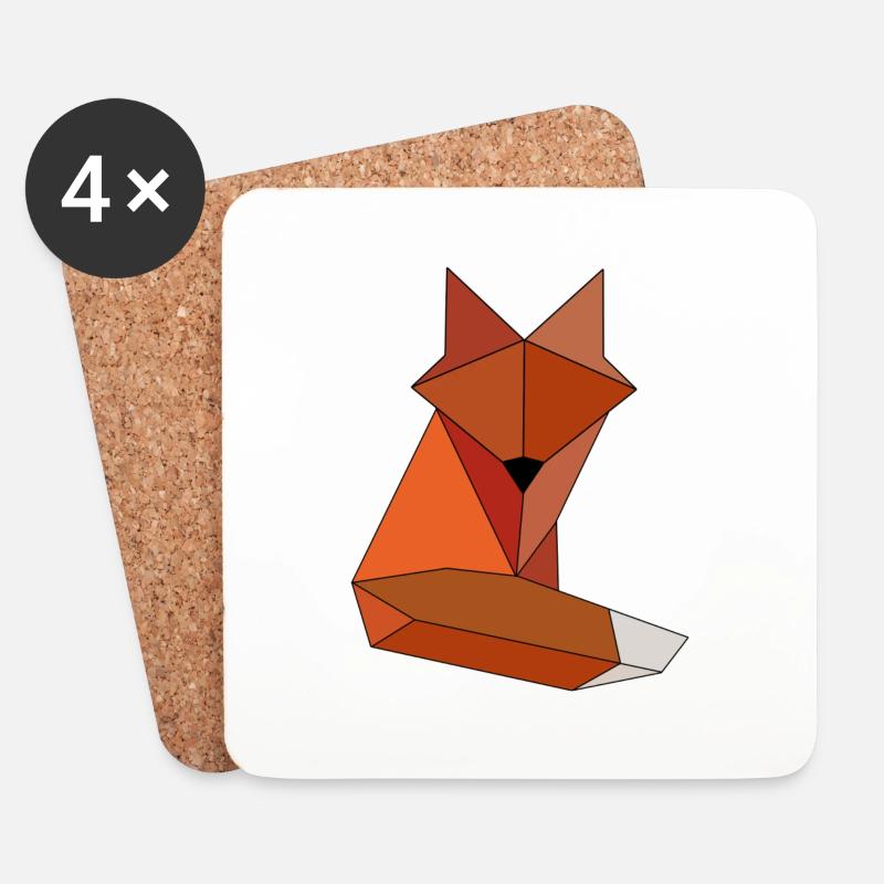 Fuchs geometrisch - Untersetzer (4er-Set) - Weiß