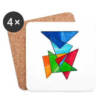 Coloured Triangles - Coasters (set of 4) - white - Front