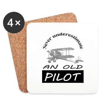Je suis un vieux pilote d’avion disant idée cadeau - Dessous de verre (lot de 4) - blanc - Devant