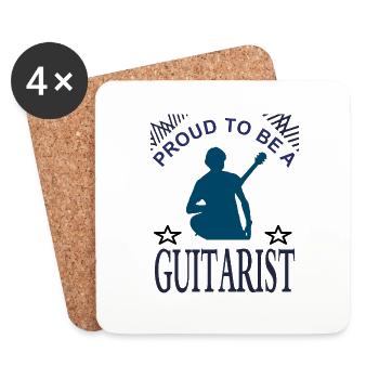 Je suis fier guitariste musicien jouant de la guitare - Dessous de verre (lot de 4) - blanc - Devant