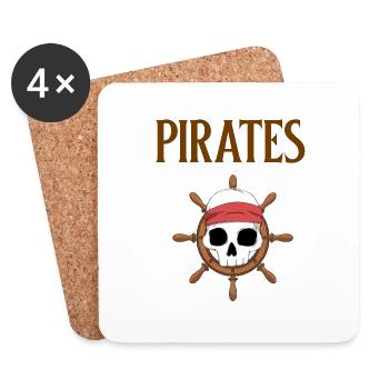 Pirate Pirate Ship Pirate Flag Skull Skull - Coasters (set of 4) - white - Front