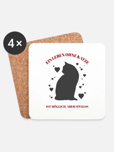 Katzen-Leben - Untersetzer (4er-Set) - Weiß