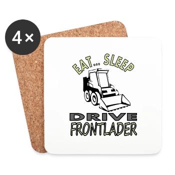 Manger, dormir, conduire un véhicule de chantier à chargement frontal - Dessous de verre (lot de 4) - blanc - Devant