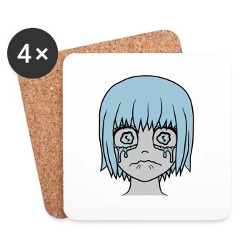 Unhappy sad girl face - Coasters (set of 4) - white - Front