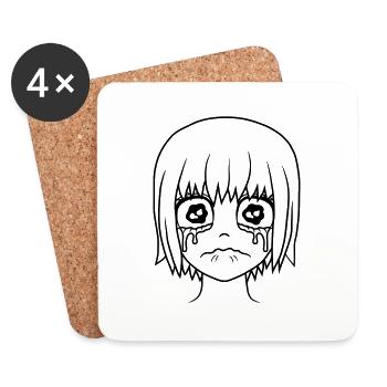 Face unhappy sad girl - Coasters (set of 4) - white - Front