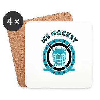 Hockey sur glace jouer hockey sur glace hockey sur glace idée cadeau - Dessous de verre (lot de 4) - blanc - Devant