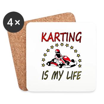Karting Kart fahren Kartfahren Rennfahrer Geschenk - Untersetzer (4er-Set) - Weiß - Vorne